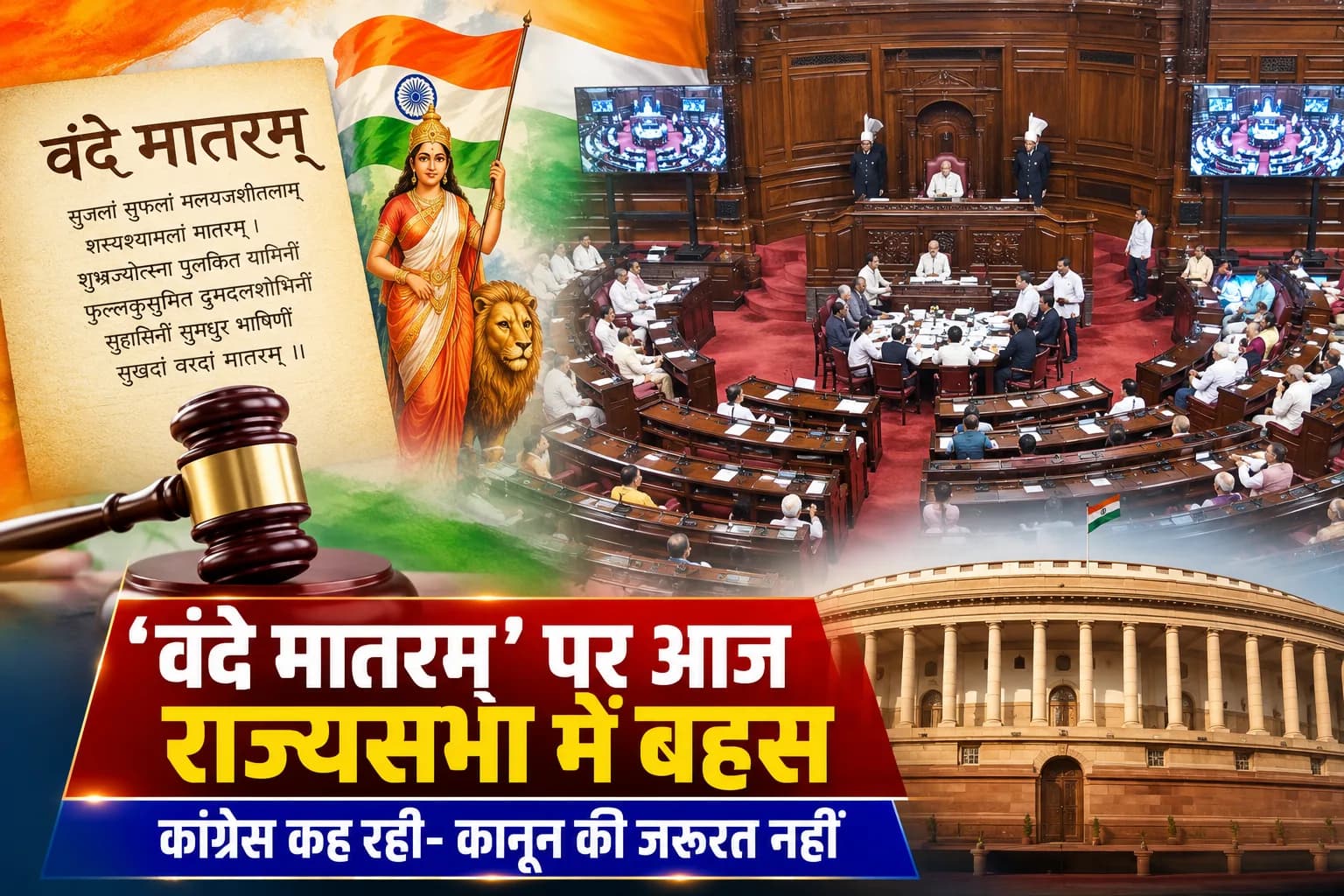राज्यसभा में आज 'वंदे मातरम्' विधेयक पर होगी अहम बहस, कांग्रेस बोली- नए कानून की जरूरत नहीं