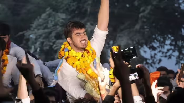 elhi University Students Union President Raunak Khatri